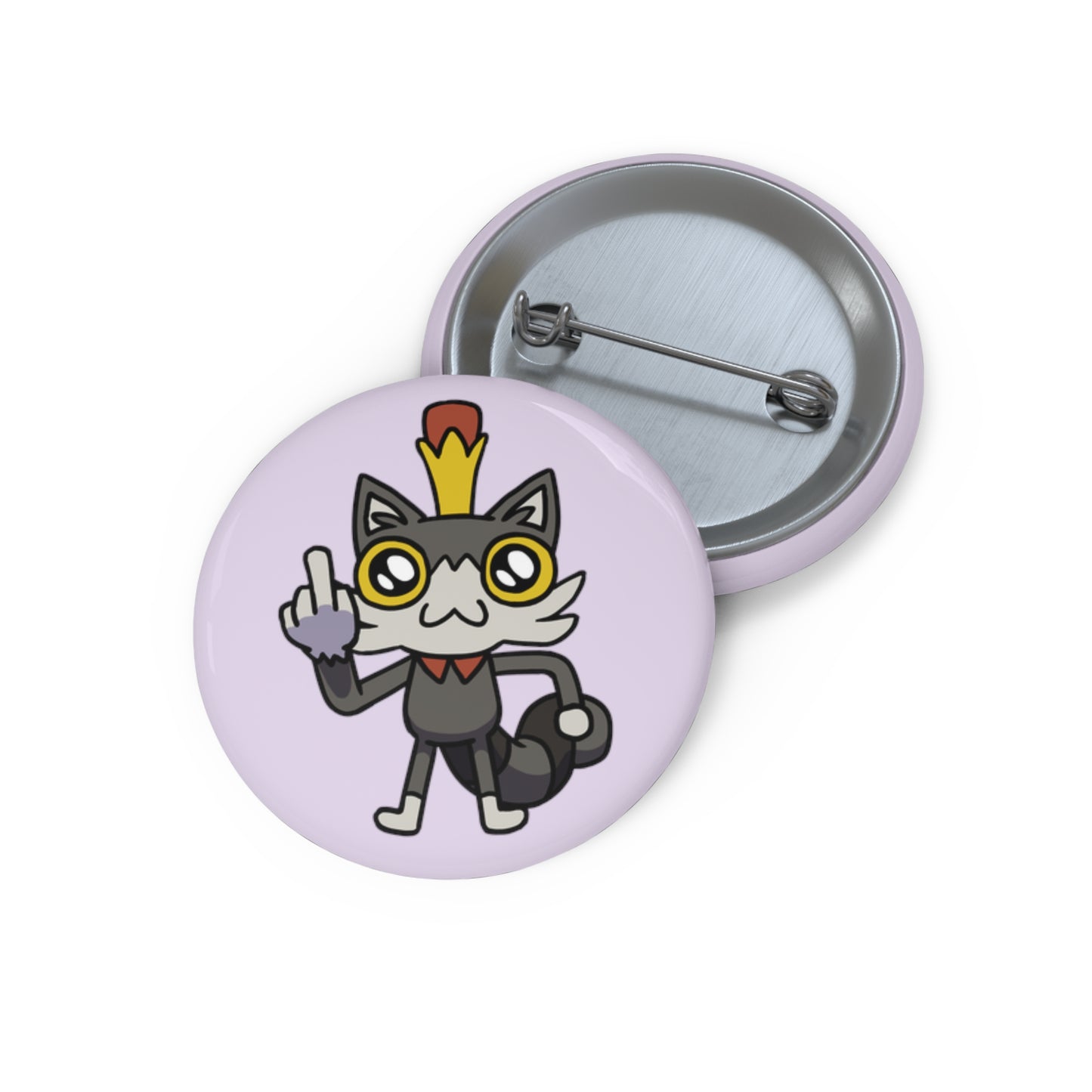 Lemon Cat White Pin Buttons - Purple