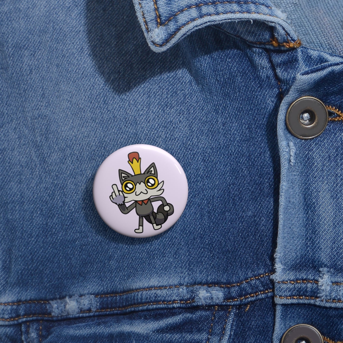 Lemon Cat White Pin Buttons - Purple