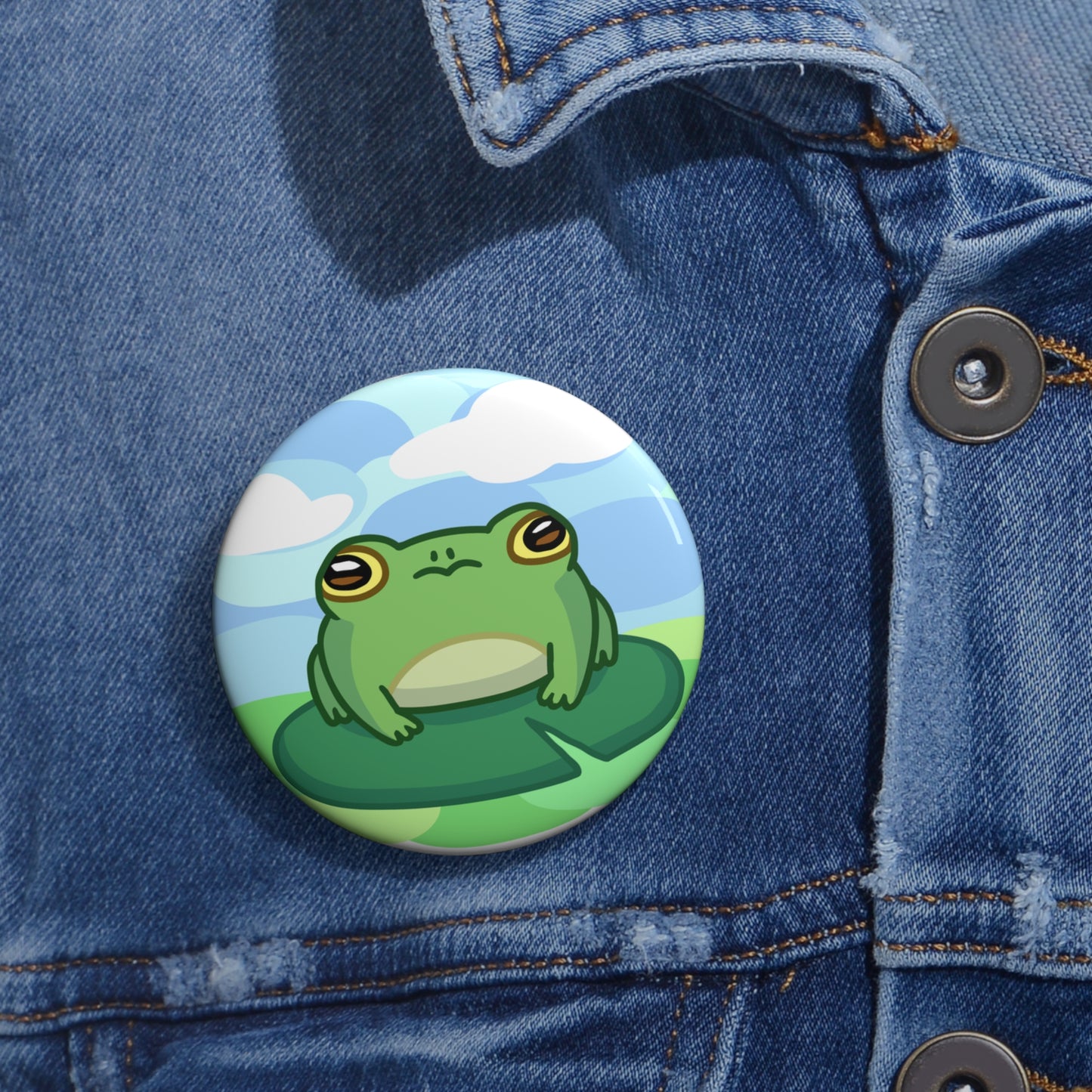 Lily Pad Frog Pin Buttons